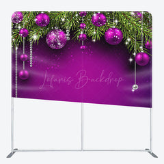 Lofaris Purple Bell Pine Leaf Christmas Pillow Case Backdrop