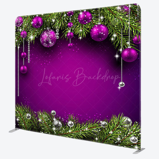 Lofaris Purple Bell Pine Leaf Christmas Pillow Case Backdrop