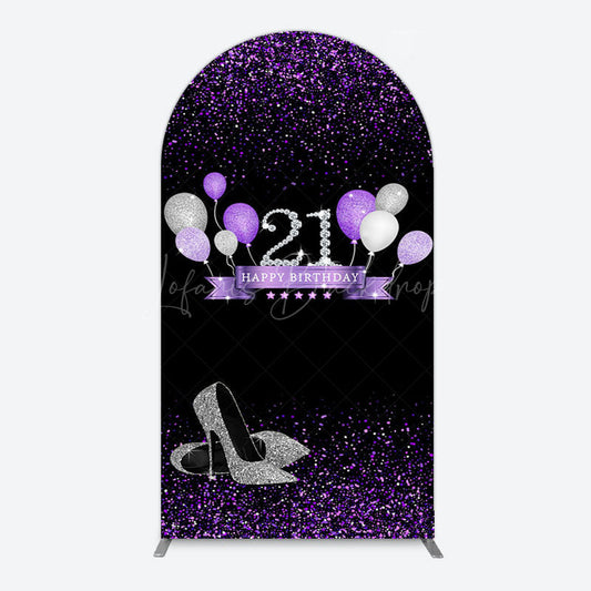 Lofaris Purple Black Heel Balloons Birthday Arch Backdrop