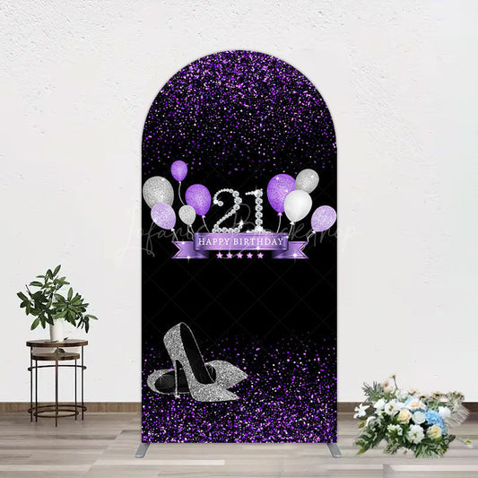 Lofaris Purple Black Heel Balloons Birthday Arch Backdrop