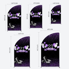 Lofaris Purple Black Heel Balloons Birthday Half Moon Arch Backdrop