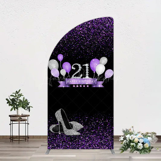 Lofaris Purple Black Heel Balloons Birthday Half Moon Arch Backdrop
