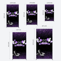 Lofaris Purple Black Heel Balloons Birthday Rectangle Backdrop