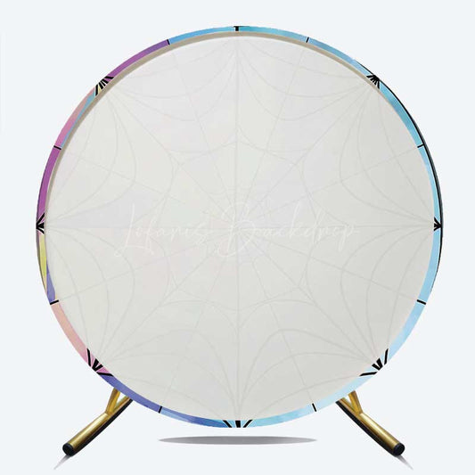 Lofaris Purple Blue Spiderweb Girls Birthday Round Backdrop