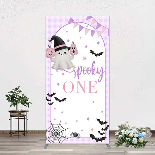 Lofaris Purple Boo Spooky One Halloween Birthday Rectangle Backdrop