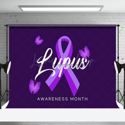 Lofaris Purple Butterfly Happy Lupus Awareness Month Backdrop