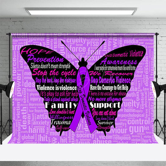 Lofaris Purple Butterfly Stop Domestic Violence Backdrop