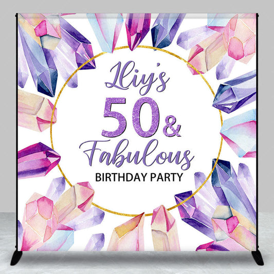 Lofaris Purple Crystal Custom 50 Fabulous Birthday Backdrop