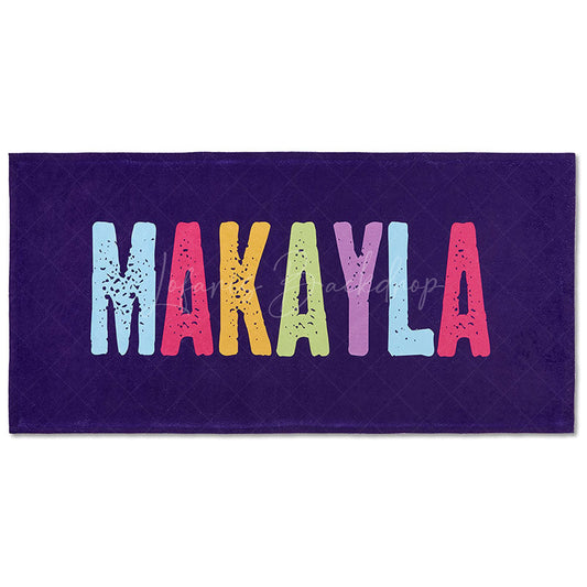 Lofaris Purple Custom Name Beach Towel For Summer