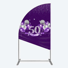Lofaris Purple Diamonds Women Birthday Half Moon Arch Backdrop