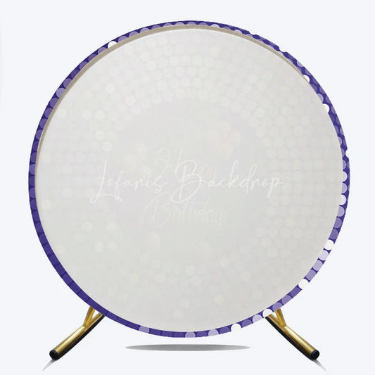Lofaris Purple Disco Round Backdrop Glittery Sequin Spots Gold Balloons Background Circle Cover for Birthday Party Decoration