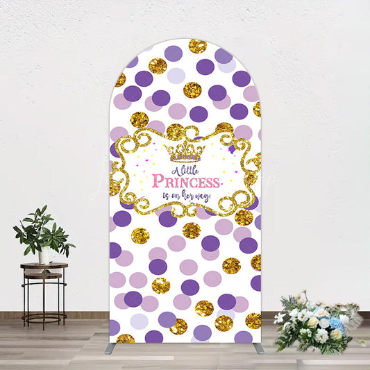 Lofaris Purple Dots Glitter Princess Baby Shower Arch Backdrop