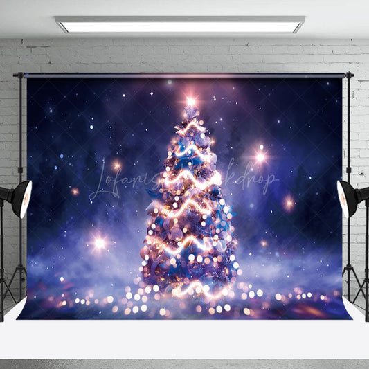 Lofaris Purple Fantasy Light Bokeh Night Xmas Tree Backdrop