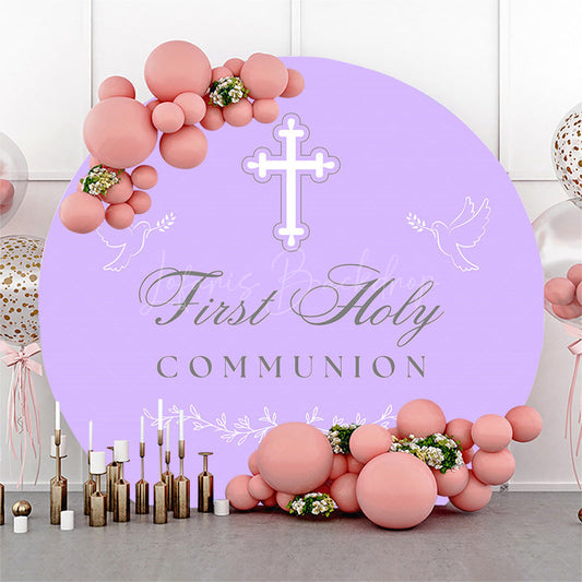 Lofaris Purple First Holy Communion Round Baptism Backdrop