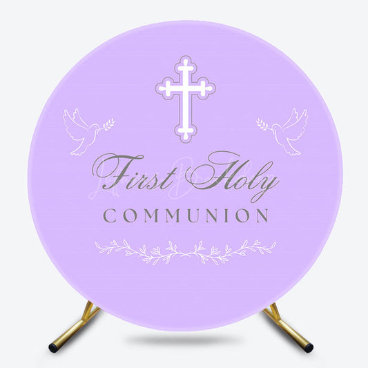 Lofaris Purple First Holy Communion Round Baptism Backdrop