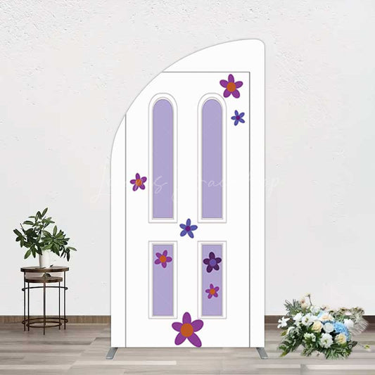 Lofaris Purple Floral Decor Door Birthday Half Moon Arch Backdrop