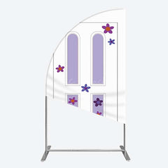 Lofaris Purple Floral Decor Door Birthday Half Moon Arch Backdrop
