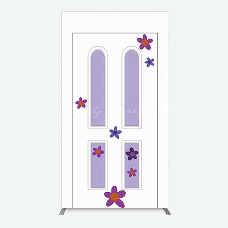 Lofaris Purple Floral Decor Door Birthday Rectangle Backdrop