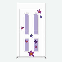 Lofaris Purple Floral Decor Door Birthday Rectangle Backdrop