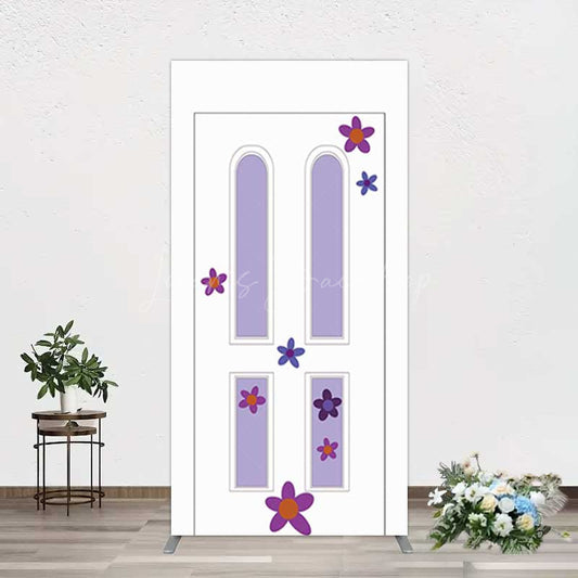 Lofaris Purple Floral Decor Door Birthday Rectangle Backdrop