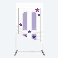 Lofaris Purple Floral Decor Door Birthday Rectangle Backdrop