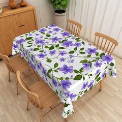 Lofaris Purple Floral Vine Rectangle Tablecloth Spring Garden Blossom Table Cover Elegant Flower Pattern Decor