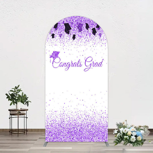 Lofaris Purple Glitter Bachelor Map Congrats Grad Arch Backdrop