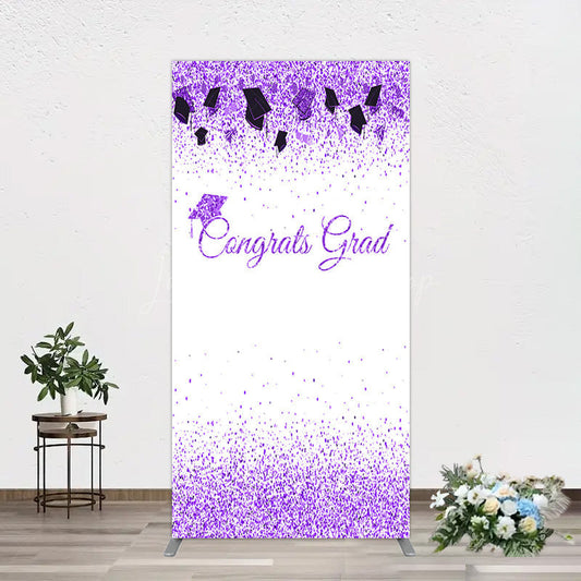 Lofaris Purple Glitter Bachelor Map Congrats Grad Rectangle Backdrop