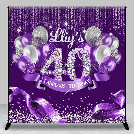 Lofaris Purple Glitter Balloons Custom 40th Birthday Backdrop