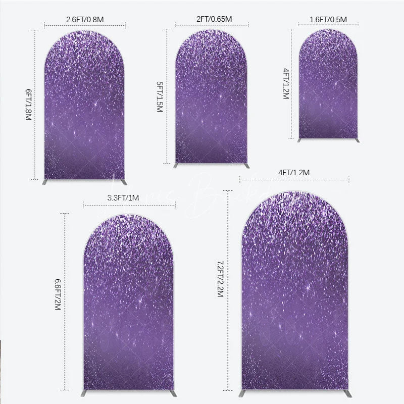 Lofaris Purple Glitter Sparkle Arch Backdrop for Birthday or Wedding Glam Bling Effect Sweet 16 Party Photo Booth