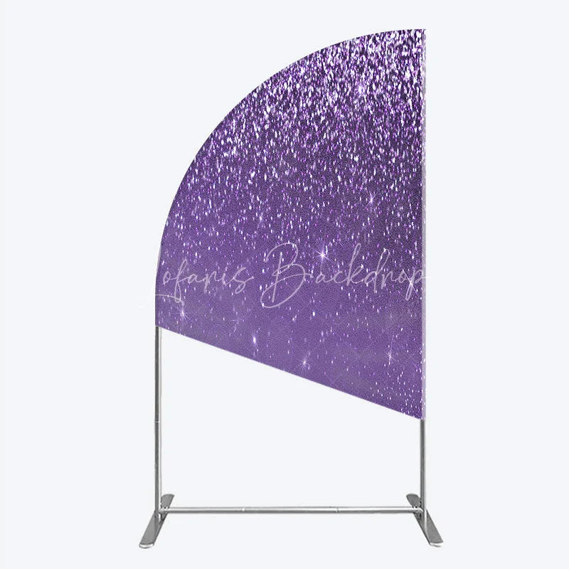 Lofaris Purple Glitter Sparkle Half Moon Arch Backdrop for Birthday or Wedding Glam Bling Effect Sweet 16 Party Photo Booth