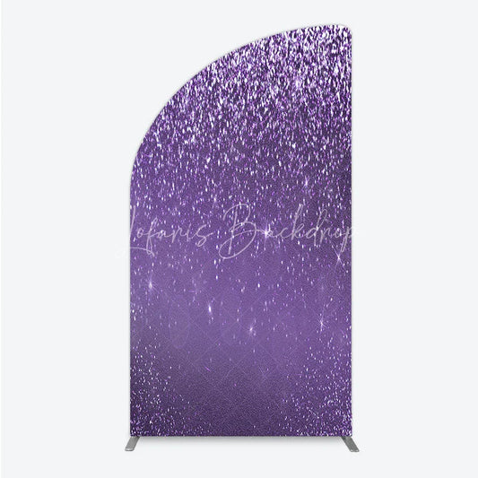 Lofaris Purple Glitter Sparkle Half Moon Arch Backdrop for Birthday or Wedding Glam Bling Effect Sweet 16 Party Photo Booth