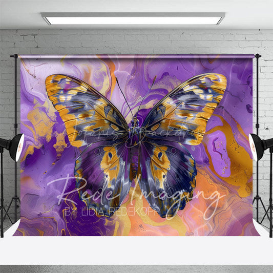 Lofaris Purple Gold Abstract Butterfly Fine Art Backdrop