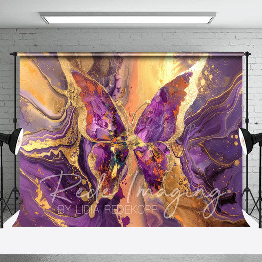 Lofaris Purple Gold Abstract Butterfly Fine Art Photo Backdrop