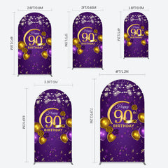 Lofaris Purple Gold Balloon Lights Birthday Arch Backdrop