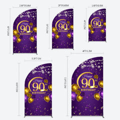 Lofaris Purple Gold Balloon Lights Birthday Half Moon Arch Backdrop