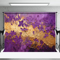 Lofaris Purple Gold Floral Texture Backdrop Abstract Violet Flowers Leaf Background Luxury Photography Banner