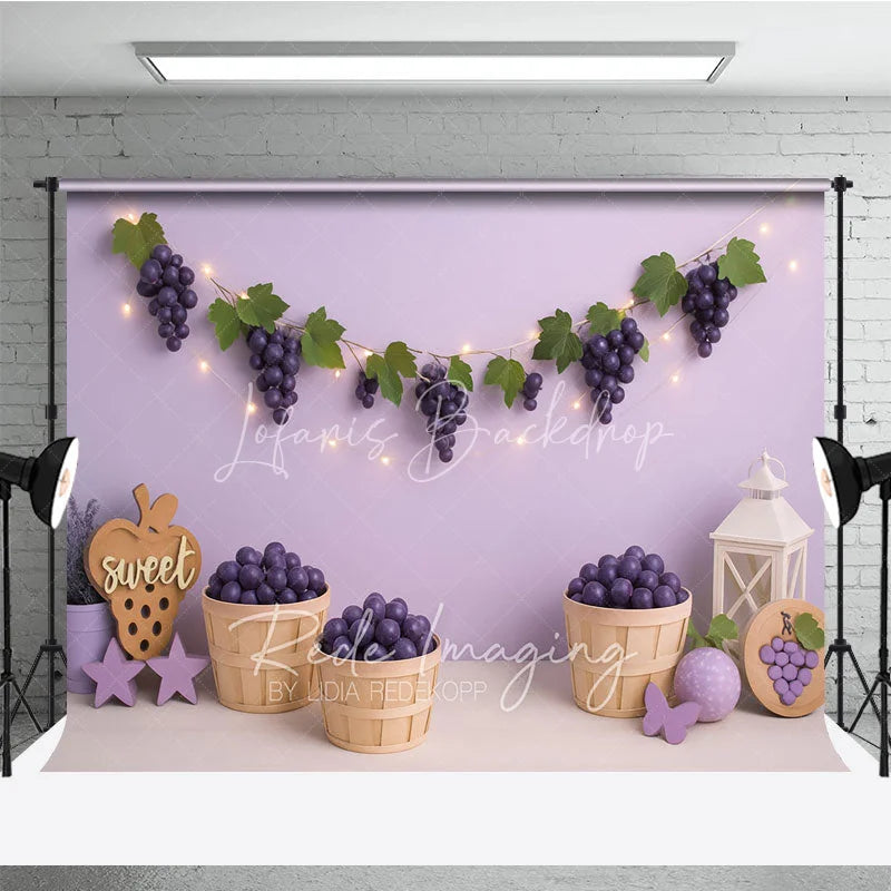 Lofaris Purple Grape Harvest and Lavender Garden Photo Backdrop Sweet Vineyard Birthday Photography Background