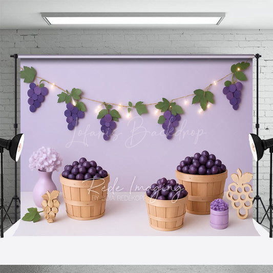 Lofaris Purple Grapes Floral Elegant Cake Smash Backdrop