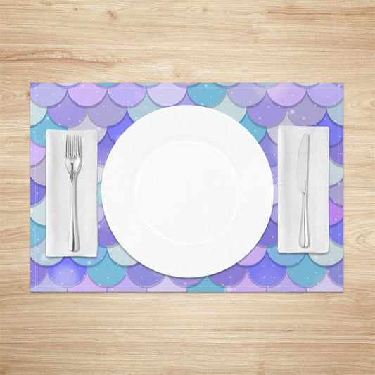 Lofaris Purple Green Pink Mermaid Scales Set Of 4 Placemats