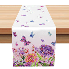 Lofaris Purple Hydrangea and Butterfly Spring Table Runner Whimsical Floral Garden Vibe Easter or a Girly Party Decor