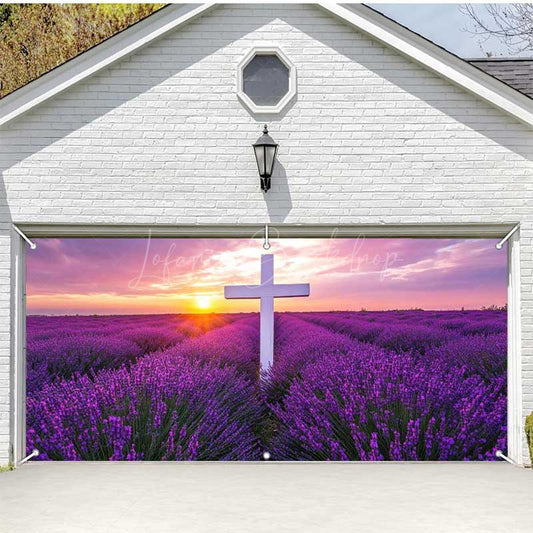 Lofaris Purple Lavender Cross Easter Garage Door Banner