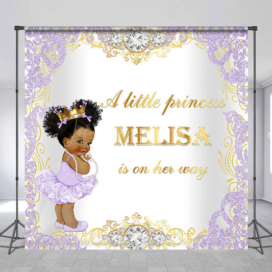 Lofaris Purple Little Princess Custom Baby Shower Backdrop