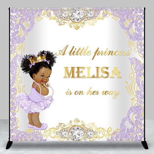 Lofaris Purple Little Princess Custom Baby Shower Backdrop