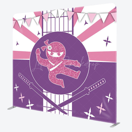 Lofaris Purple Pink Glitter Ninja Square Tension Backdrop