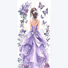 Lofaris Purple Quinceanera Butterfly Backdrop Elegant 15th Birthday Party Decor Floral Garden Photo Wall for Girls Celebration
