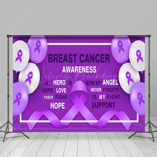Lofaris Purple Ribbon Balloos Breast Cancer Awareness Backdrop