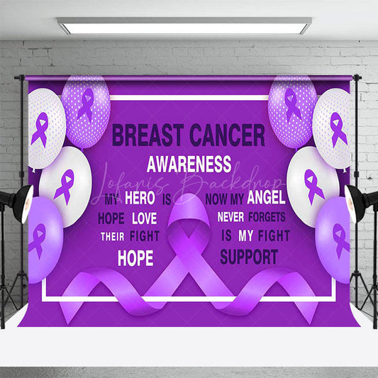 Lofaris Purple Ribbon Balloos Breast Cancer Awareness Backdrop