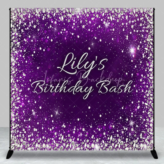 Lofaris Purple Silver Glitter Diamond Custom Birthday Backdrop Personalized Elegant Party Celebration Decor.
