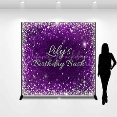 Lofaris Purple Silver Glitter Diamond Custom Birthday Backdrop Personalized Elegant Party Celebration Decor.
